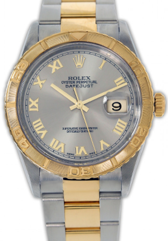 Rolex 16263 Yellow Gold & Steel on Oyster Dark Grey Slate with Gold Roman